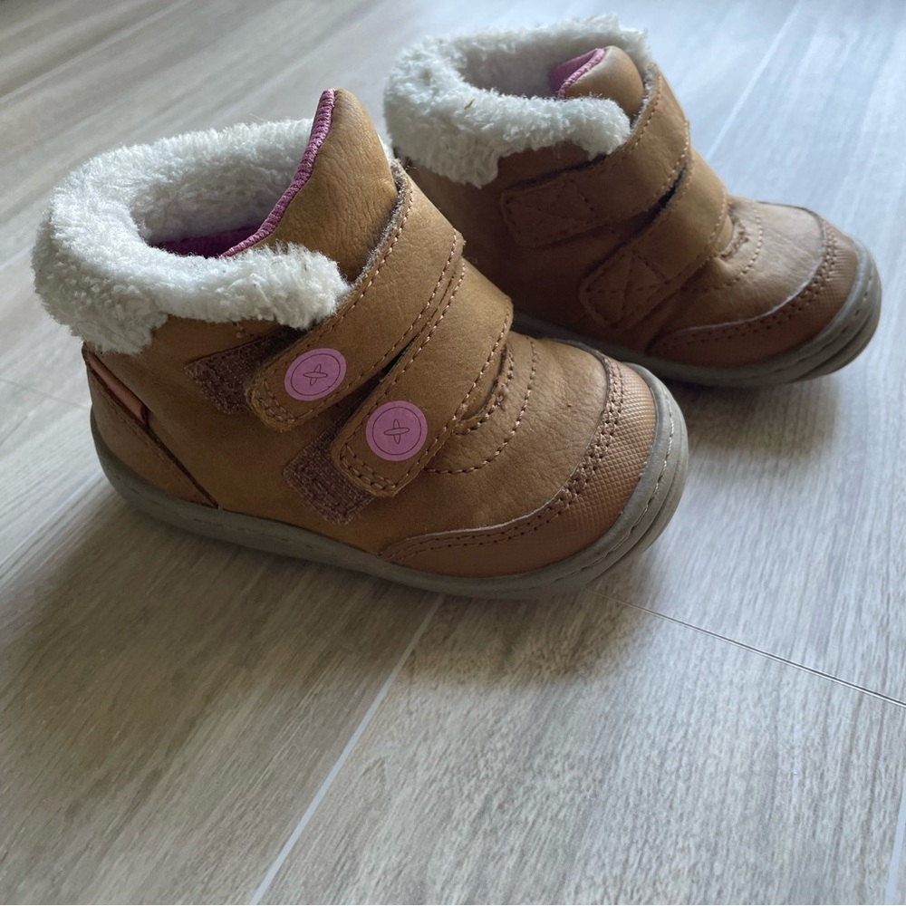 StrideRite Brown and Pink Baby Toddler Boots Size 4M
